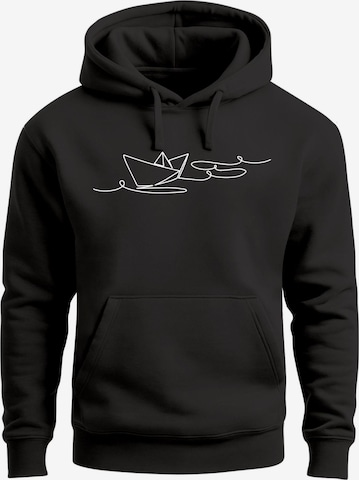 Neverless Sweatshirt 'Paperschiff' in Schwarz: Vorderseite