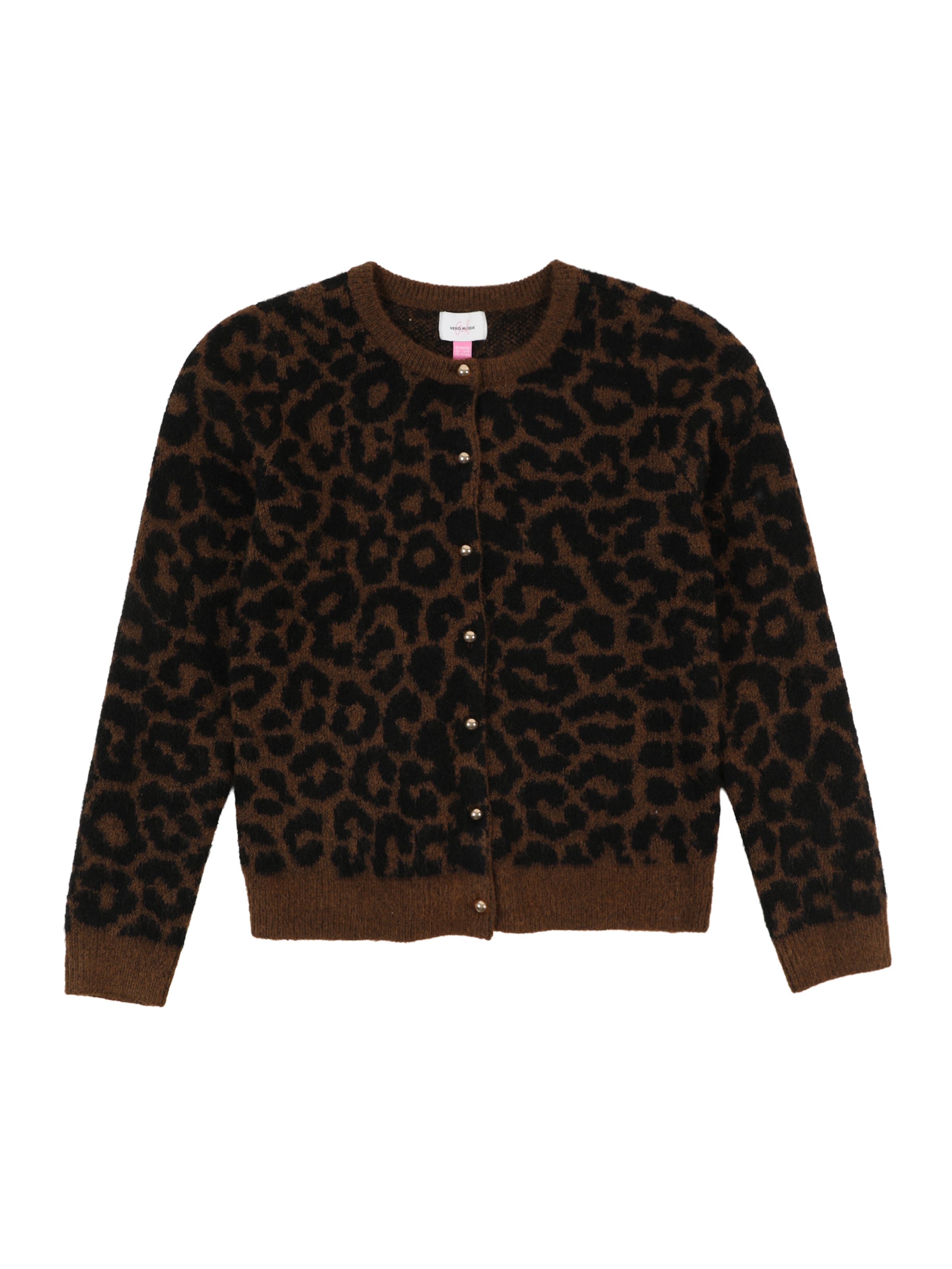 Vero Moda Girl Knit Cardigan 'VMNEWKAI' in Brown: front