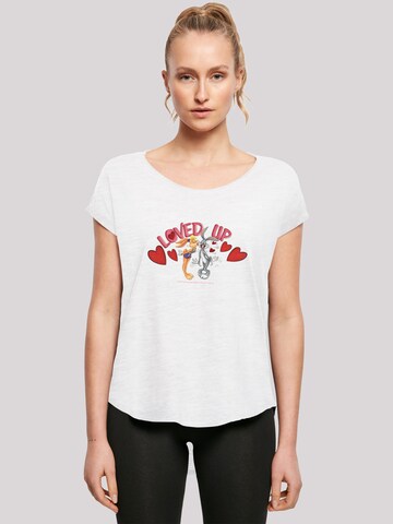 F4NT4STIC Shirt 'Looney Tunes Bugs Bunny And Lola Valentine's Day Loved Up' in White: front
