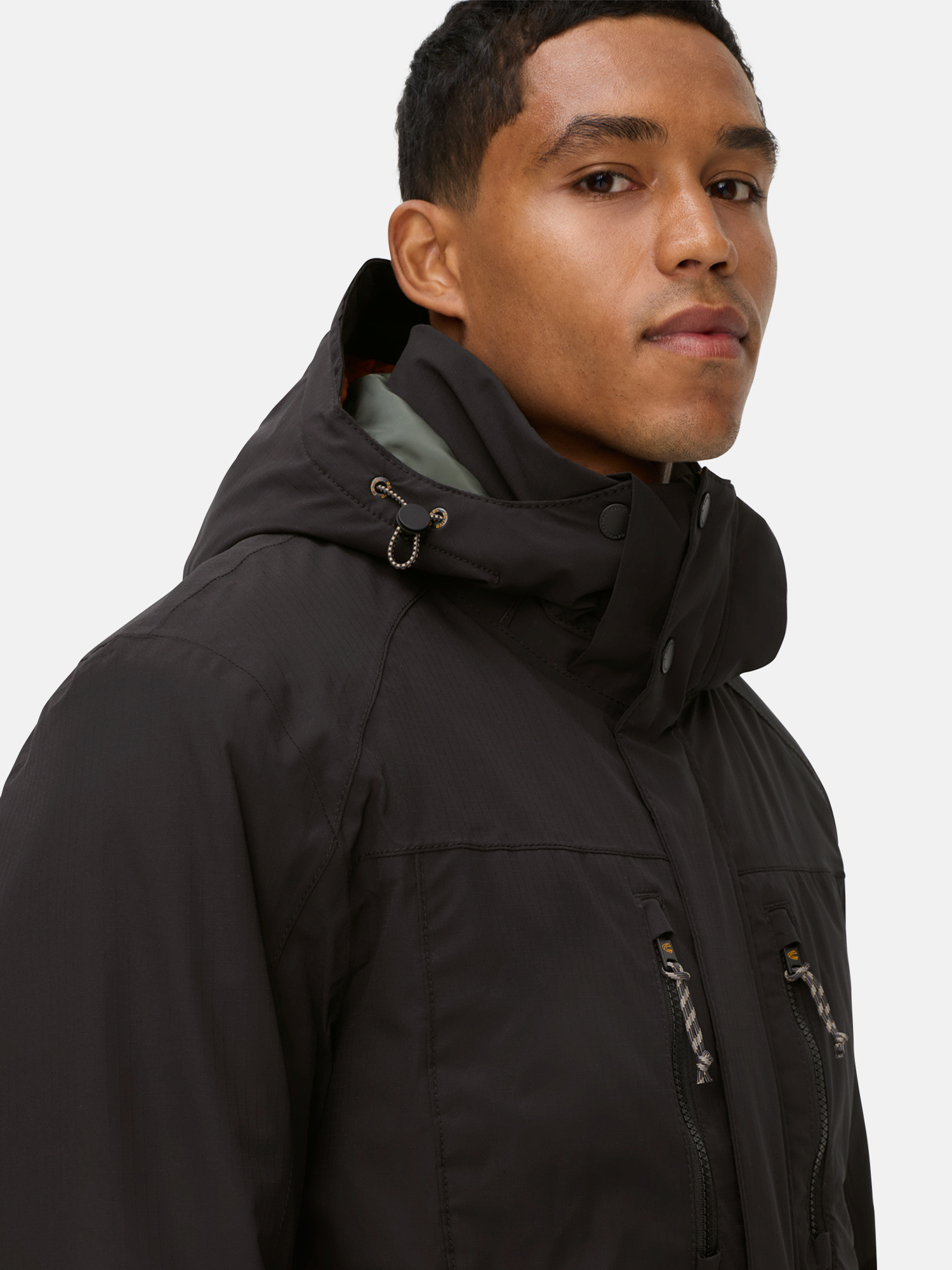 Camel Active Giacca Lunga Invernale Uomo – Mantello Antivento E Impermeabile – Nero – Cappuccio Fisso E Interno Trapuntato