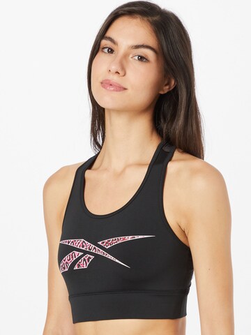 Reebok Bustier Sport bh 'Modern Safari' in Zwart: voorkant