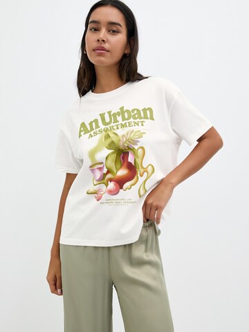 T-shirt Pull&Bear en blanc : devant