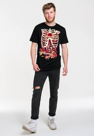 LOGOSHIRT Shirt 'Rick & Morty - Anatomy Park' in Black