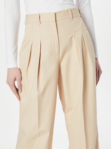 Calvin Klein Wide leg Pleat-Front Pants in Beige