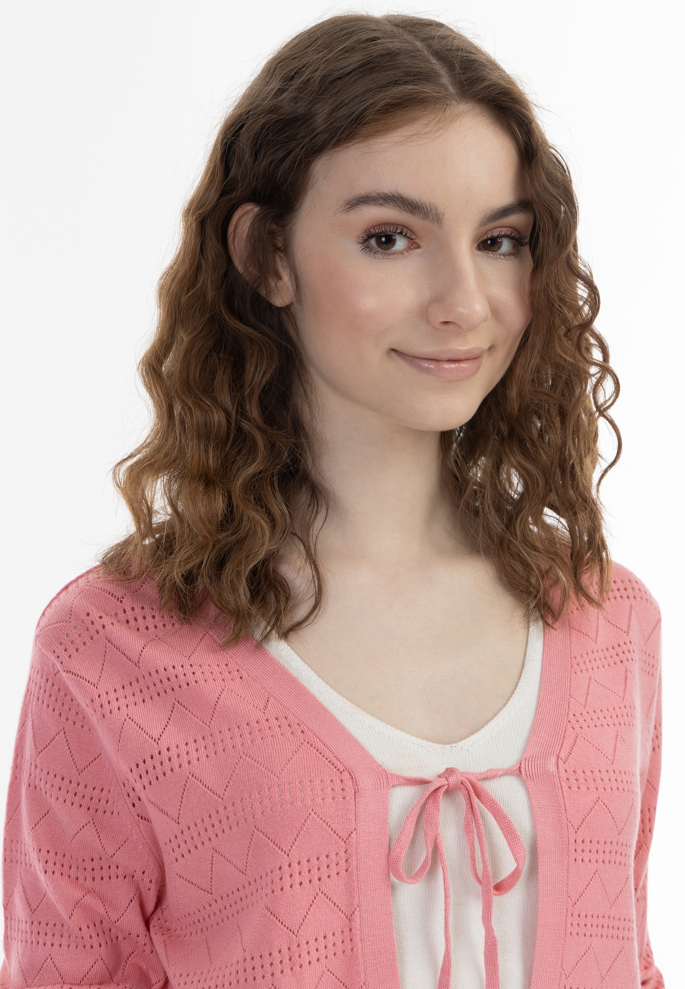 Cardigan swirly en rose