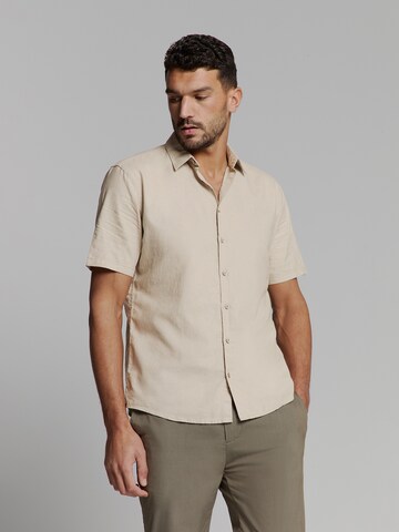 No Excess Regular fit Overhemd in Beige: voorkant