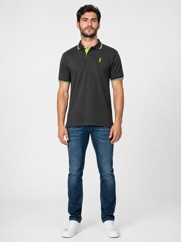 Boxeur des Rues Shirt 'Herren Poloshirt Boxeur des Rues aus Piqué-Baumwolle, Anthrazit, Limettengrüne Akzente' in Grijs