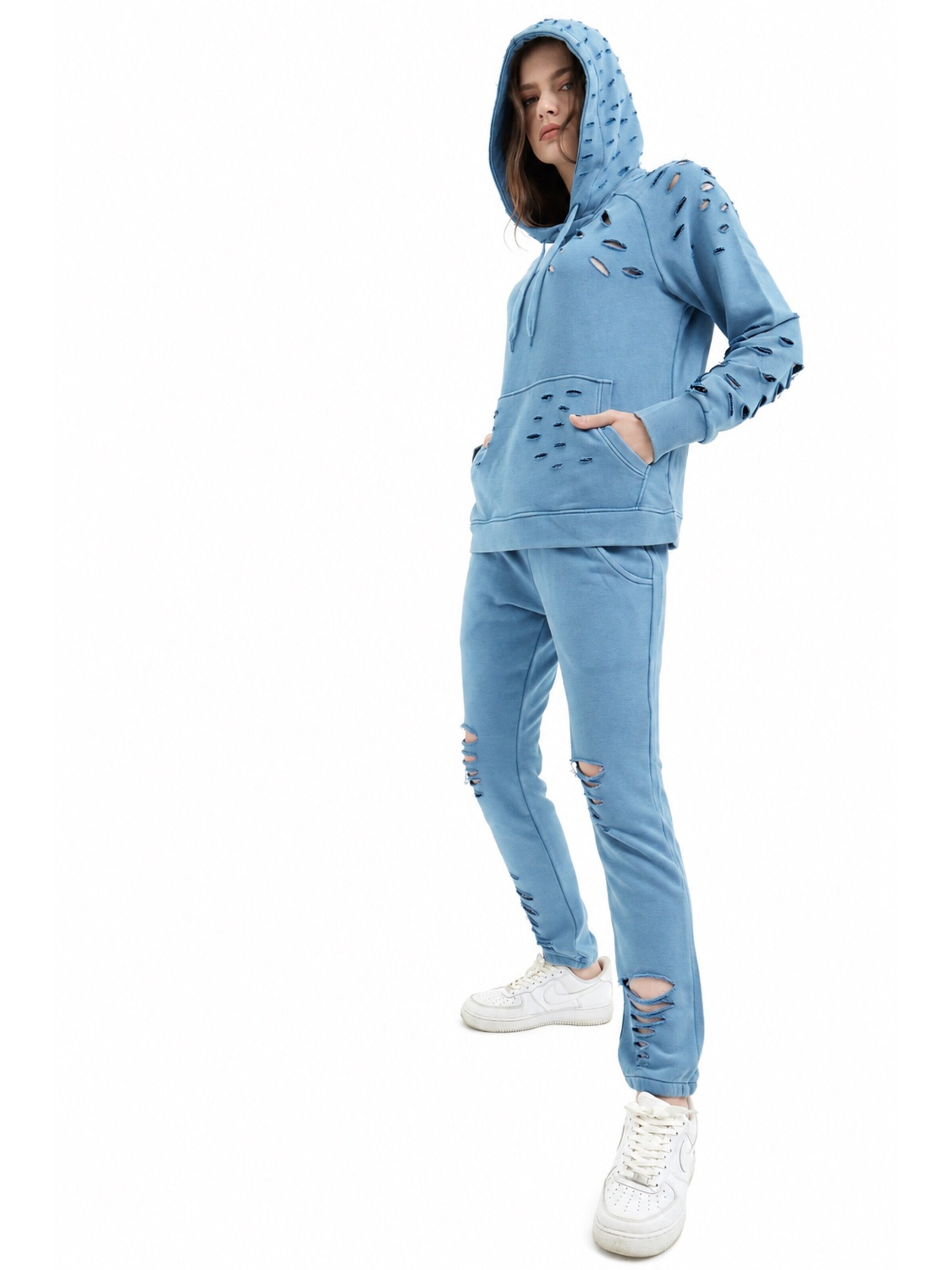 SCR. Sweatshirt 'NIRORA HOODIE' i blå