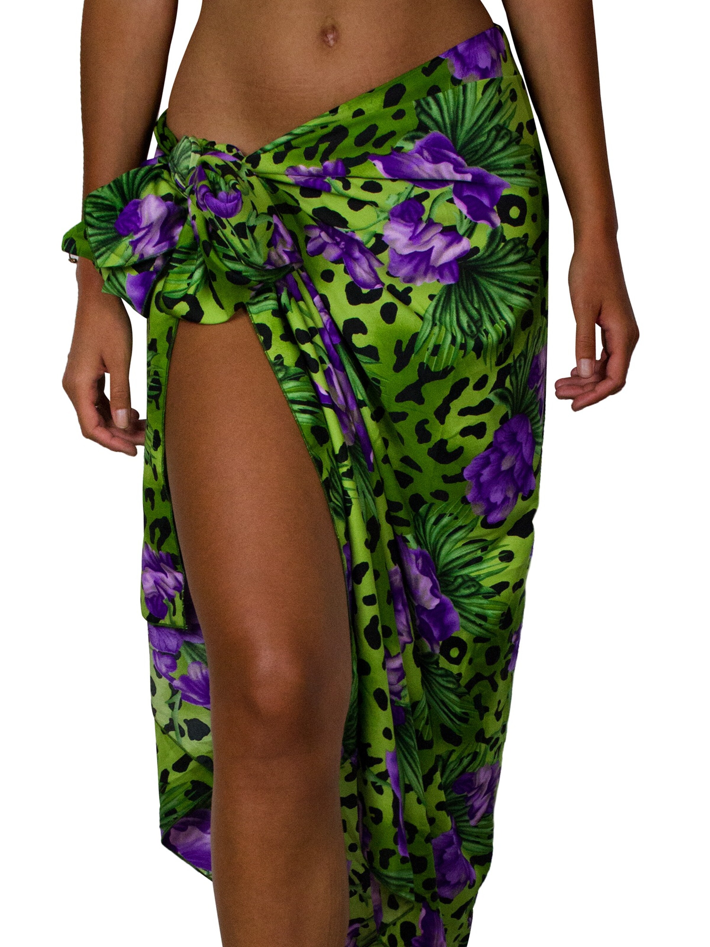 King Kameha Wrap 'Leopard Flowers' in Green