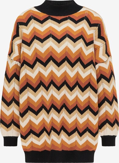 myMo NOW Pullover in hellbeige / braun / goldgelb / schwarz / weiß, Produktansicht