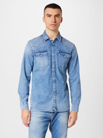 Dondup Regular fit Button Up Shirt 'CAMICIA' in Blue: front