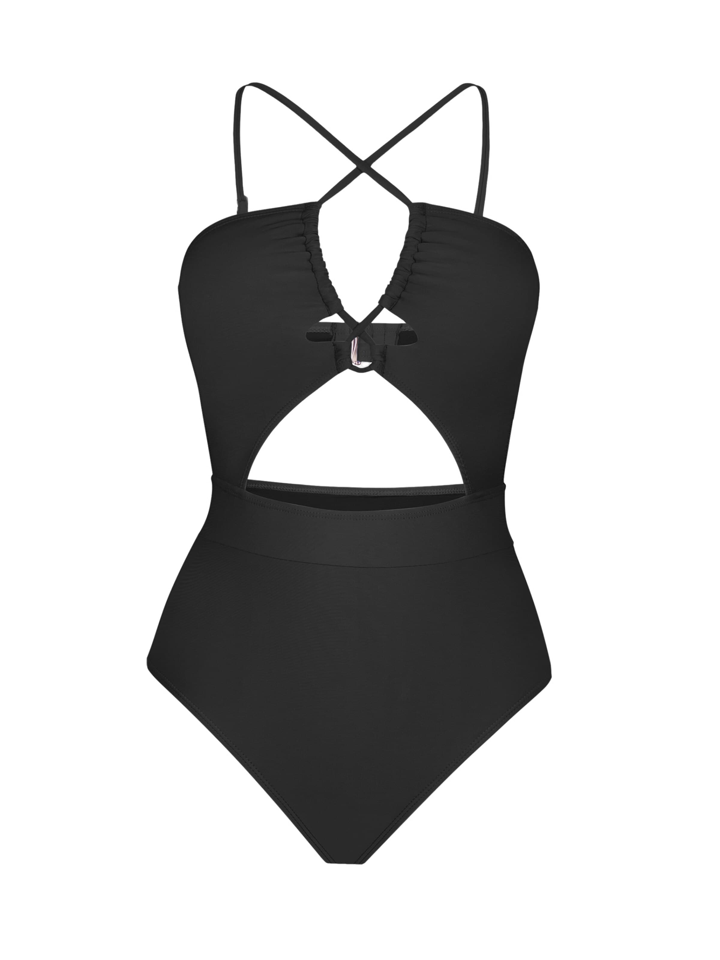 Cupshe Bralette Swimsuit in Black: front