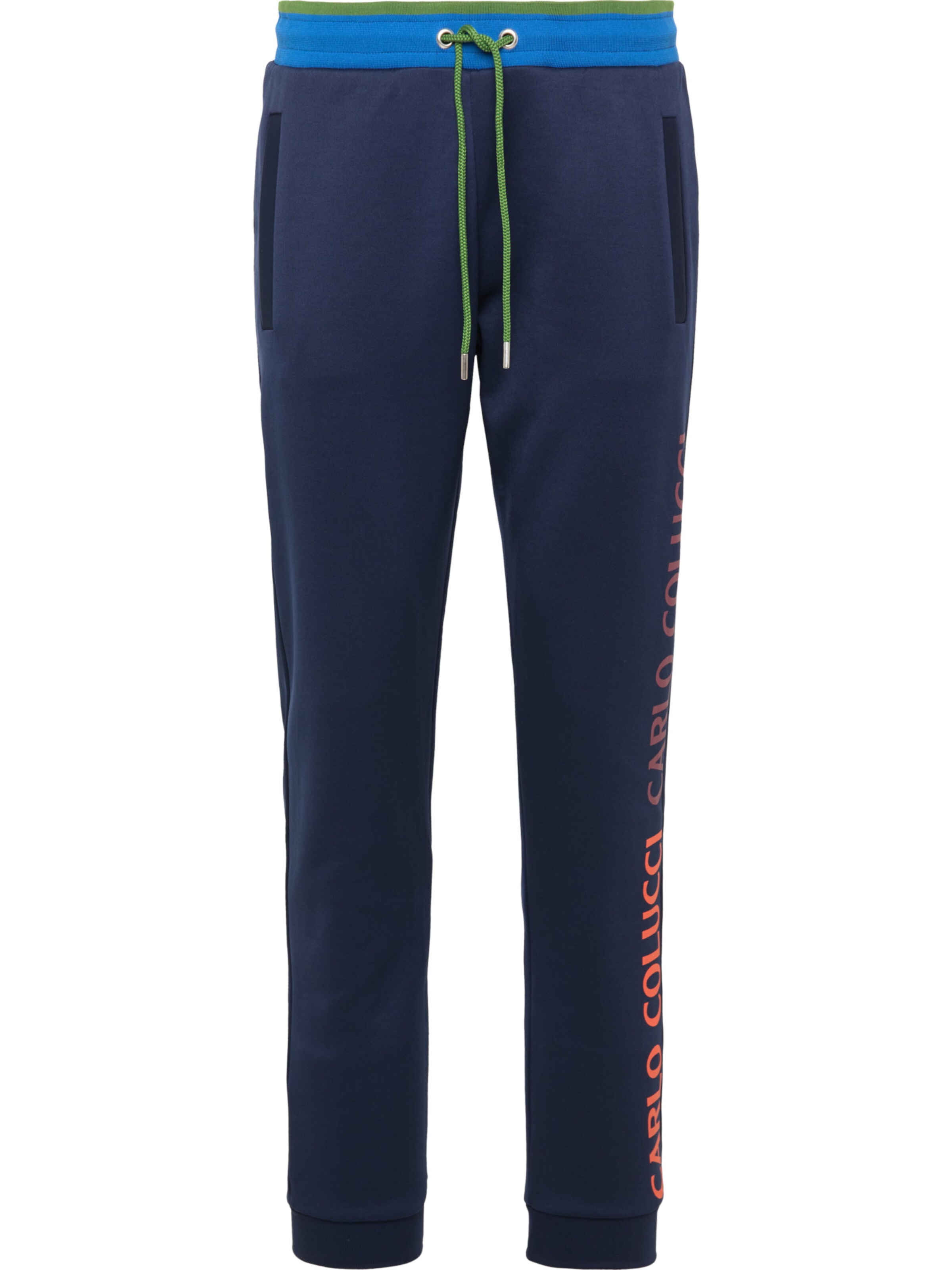 Carlo Colucci Tapered Broek 'Carlotto' in Blauw: voorkant