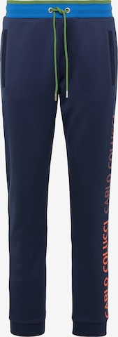 Carlo Colucci Tapered Broek 'Carlotto' in Blauw: voorkant