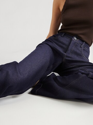 Wide Leg Jean 'Duncan' co'couture en bleu