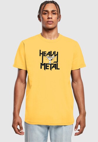 Merchcode Shirt 'Peanuts - Heavy Metal' in Geel: voorkant