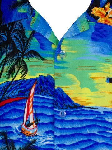 King Kameha Regular fit Button Up Shirt 'Surf' in Blue