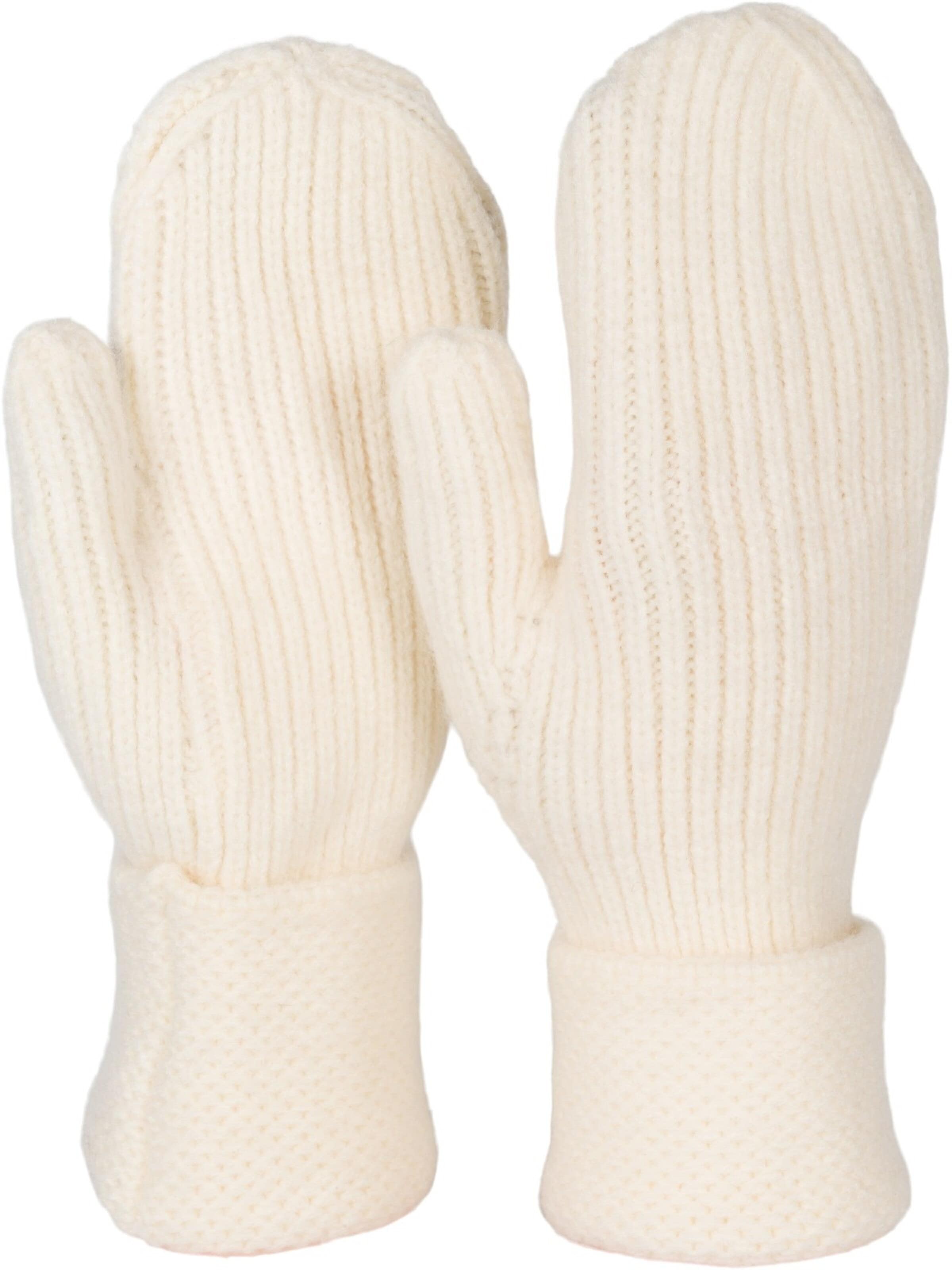 styleBREAKER Fingerhandschuhe 'Strick Fäustlinge mit gemustertem Bund'‌‌ in Beige: Vorderseite