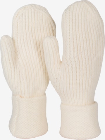styleBREAKER Fingerhandschuhe 'Strick Fäustlinge mit gemustertem Bund' in Beige: Vorderseite