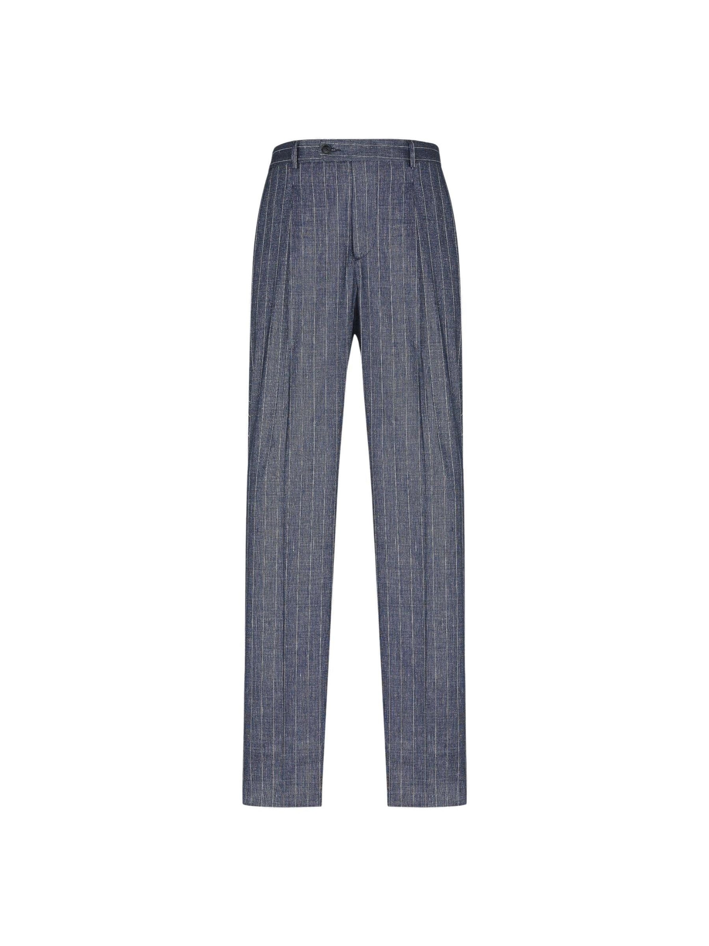 Manuel Ritz Regular Pleat-front trousers in Blue: front