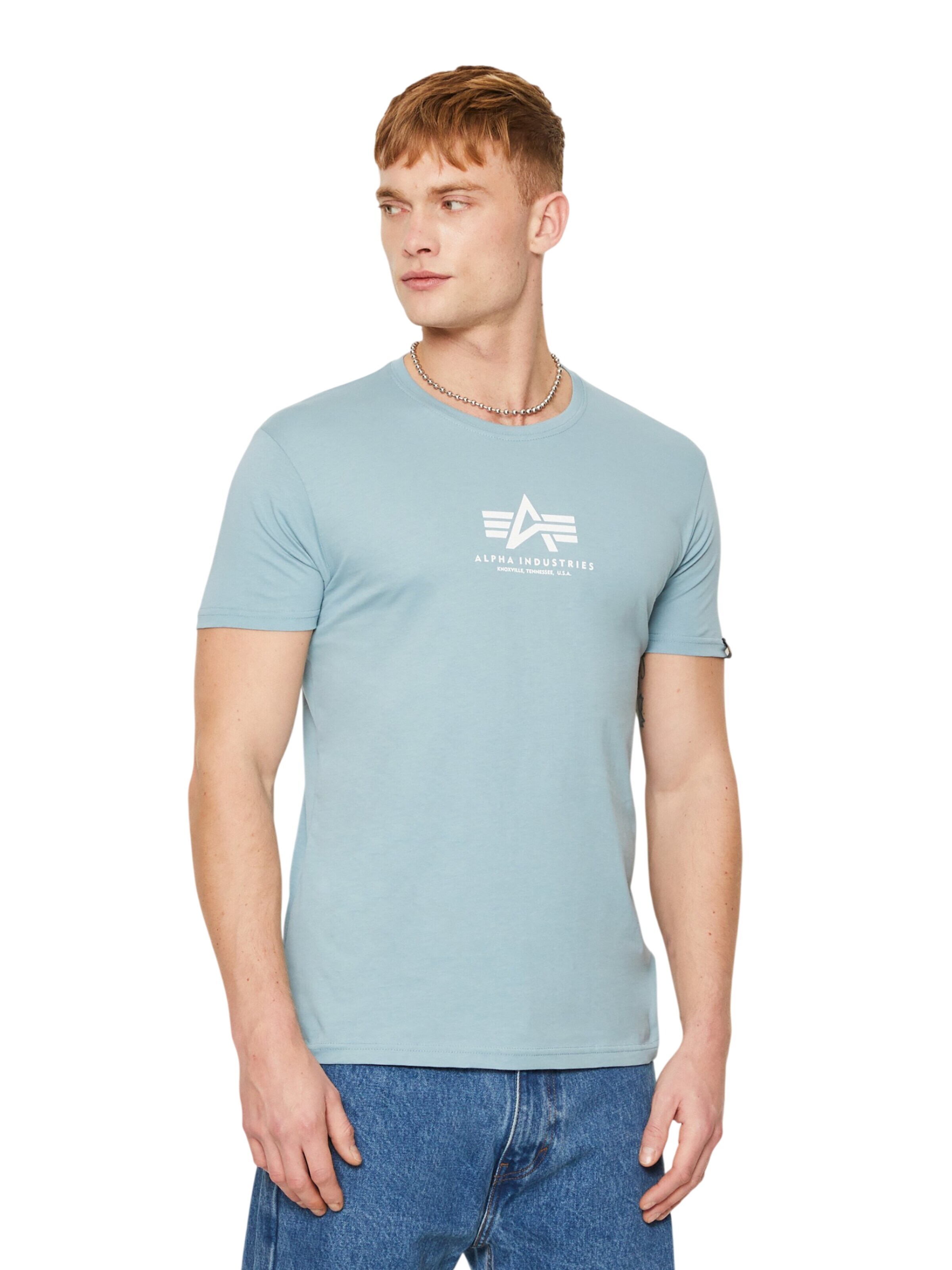 ALPHA INDUSTRIES Shirt 'Basic Mid Logo'‌‌ in Blau: Vorderseite