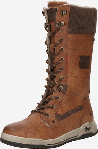 Cizme cu șireturi de la MUSTANG pe maro: față