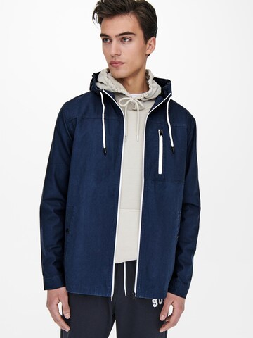 Only & Sons Between-season jacket 'Bjorn' in Blue: front