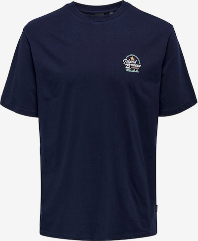 Only & Sons T-Shirt 'MARLOWE' en bleu marine / vert pastel / orange / blanc, Vue avec produit