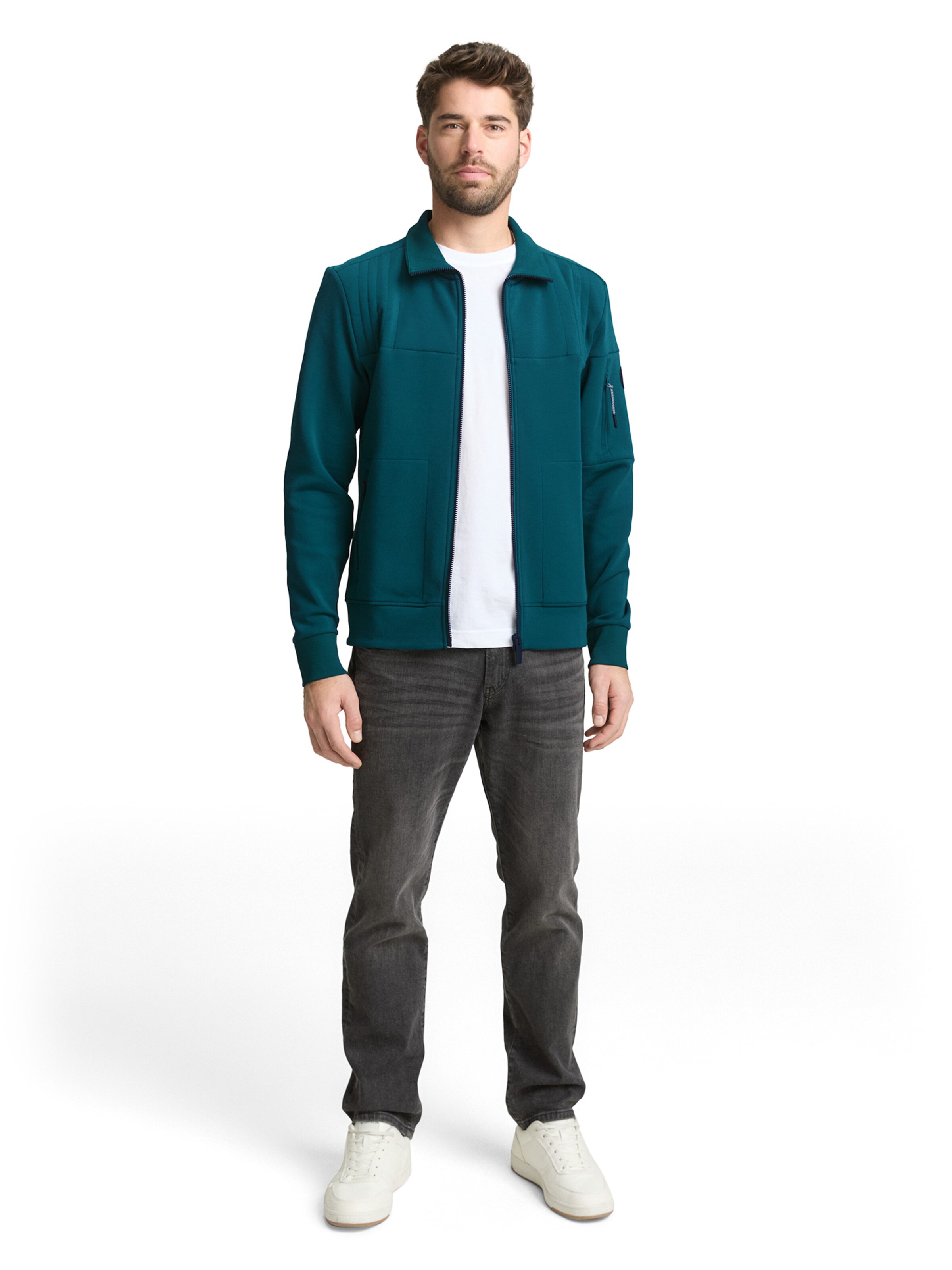 TOM TAILOR Sweatjacke in Grün