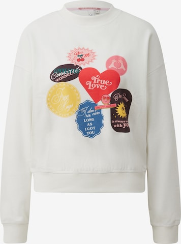 Sweat-shirt QS en blanc : devant