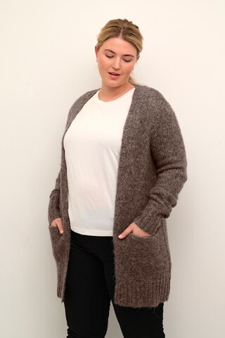 KAFFE CURVE Knit Cardigan 'Calicia' in Brown