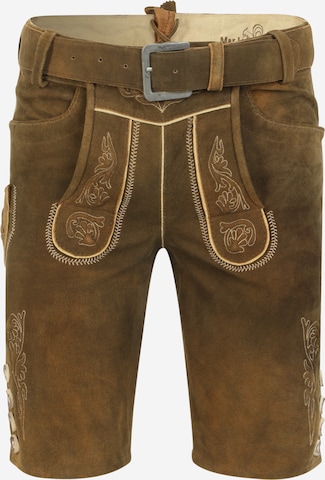 Coupe slim Pantalon folklorique 'BERTL' MARJO en marron : devant