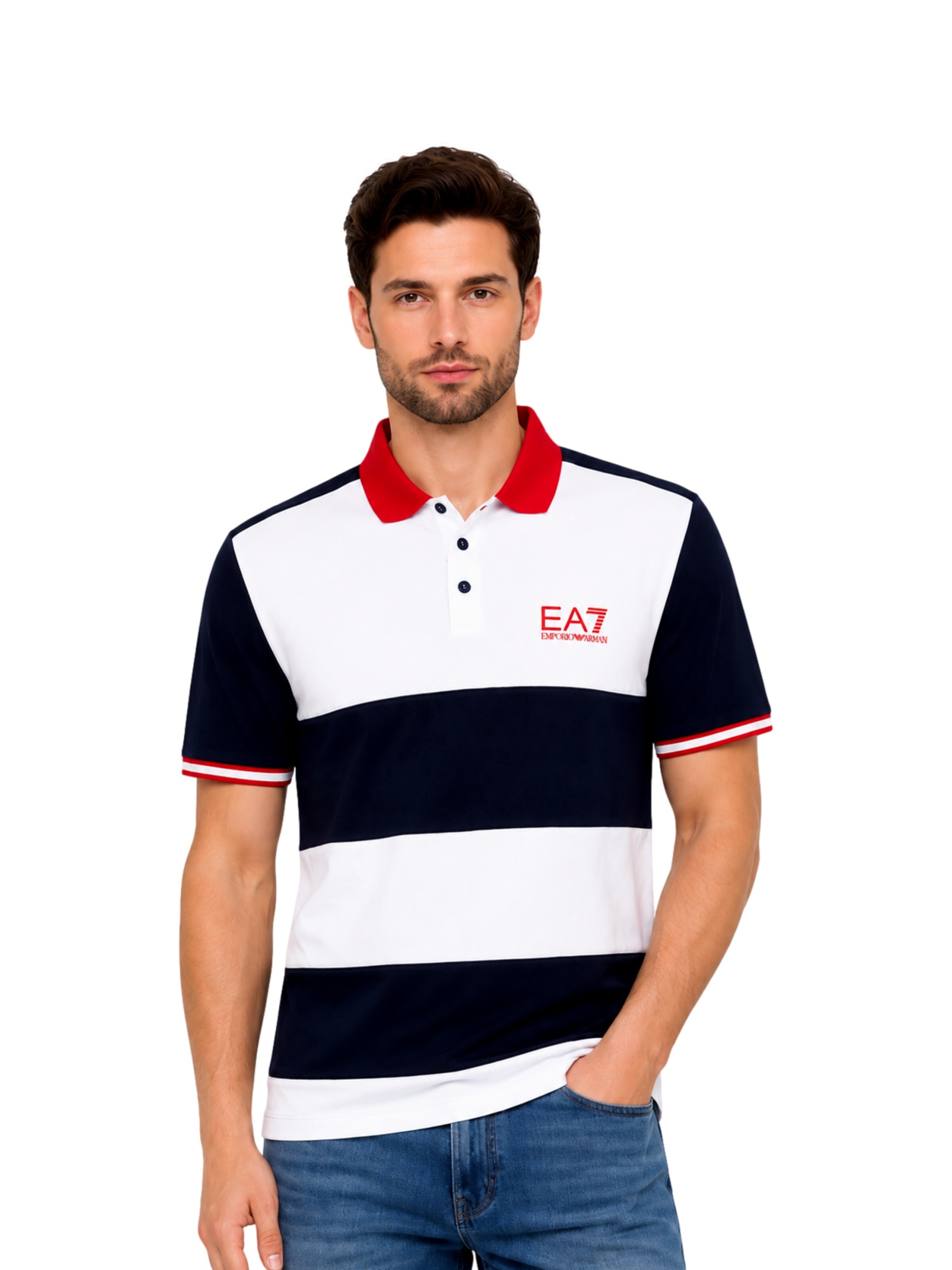EA7 Emporio Armani Poloshirt in Blau: Vorderseite