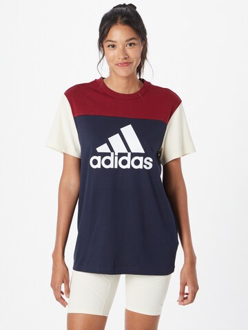 mėlyna ADIDAS SPORTSWEAR Sportiniai marškinėliai 'Essentials Colorblock Logo': priekis