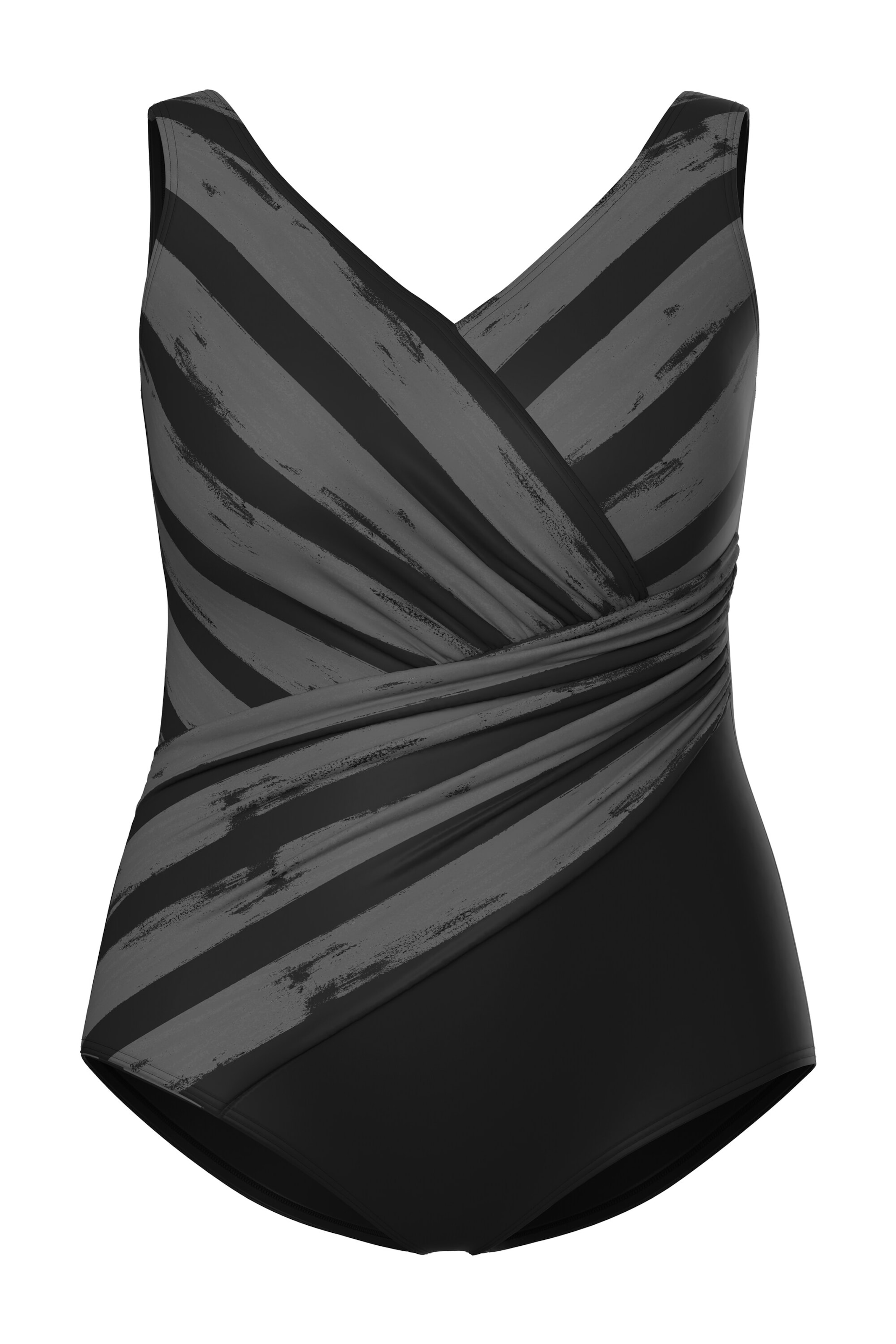 Ulla Popken Badeanzug in Schwarz: Vorderseite