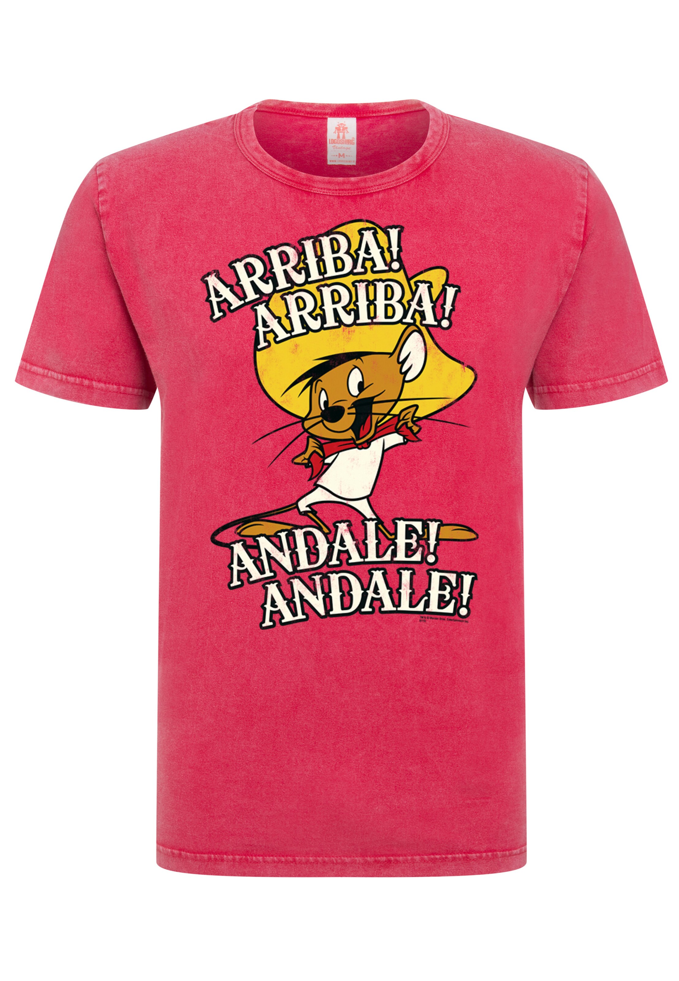 LOGOSHIRT Shirt 'Looney Tunes - Speedy Gonzales' in Rood: voorkant