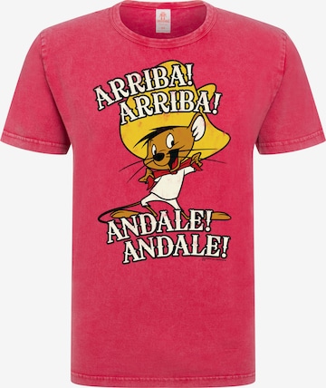 LOGOSHIRT Shirt 'Looney Tunes - Speedy Gonzales' in Rood: voorkant