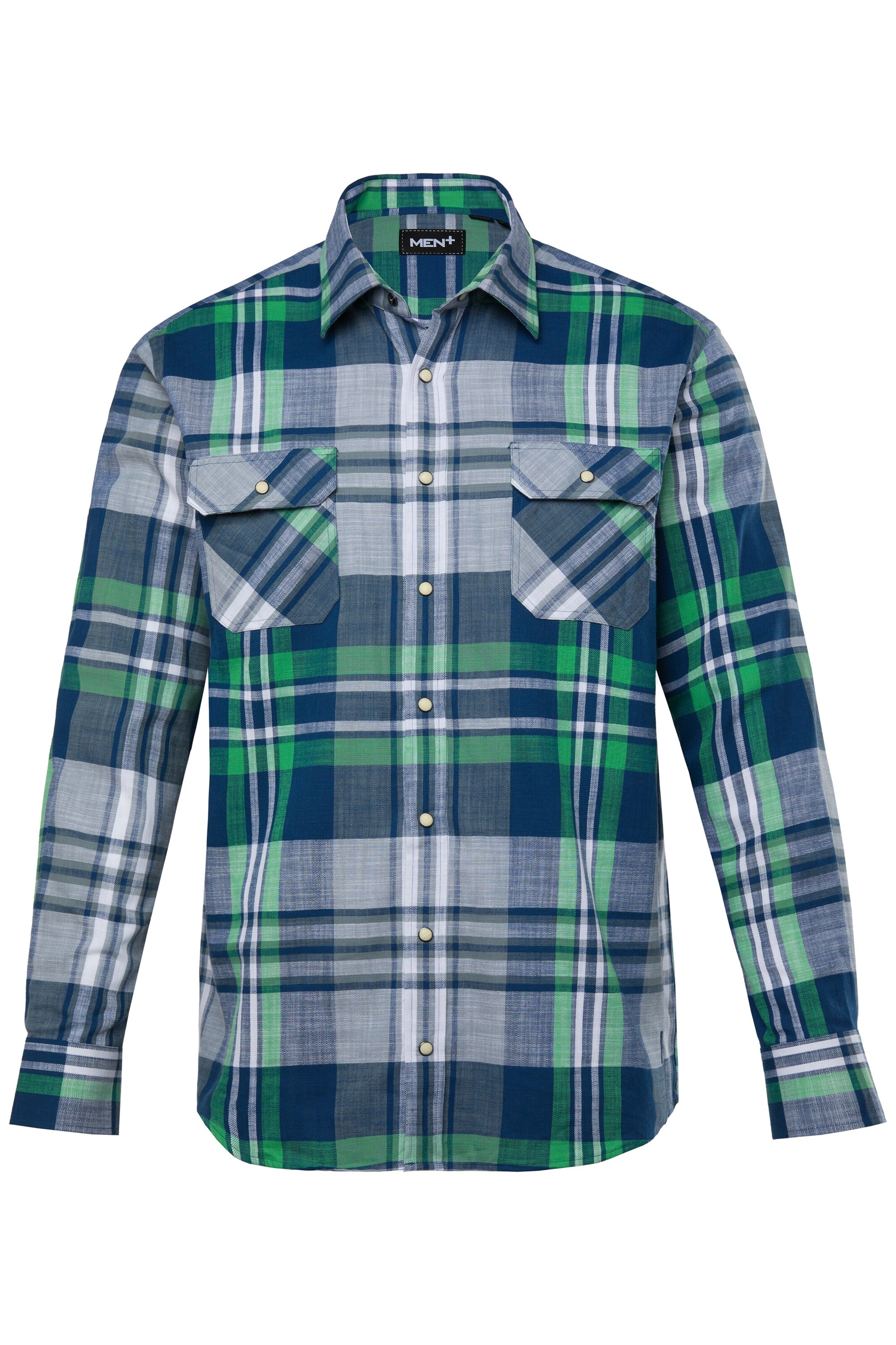 Men Plus Comfort fit Overhemd in Blauw: voorkant