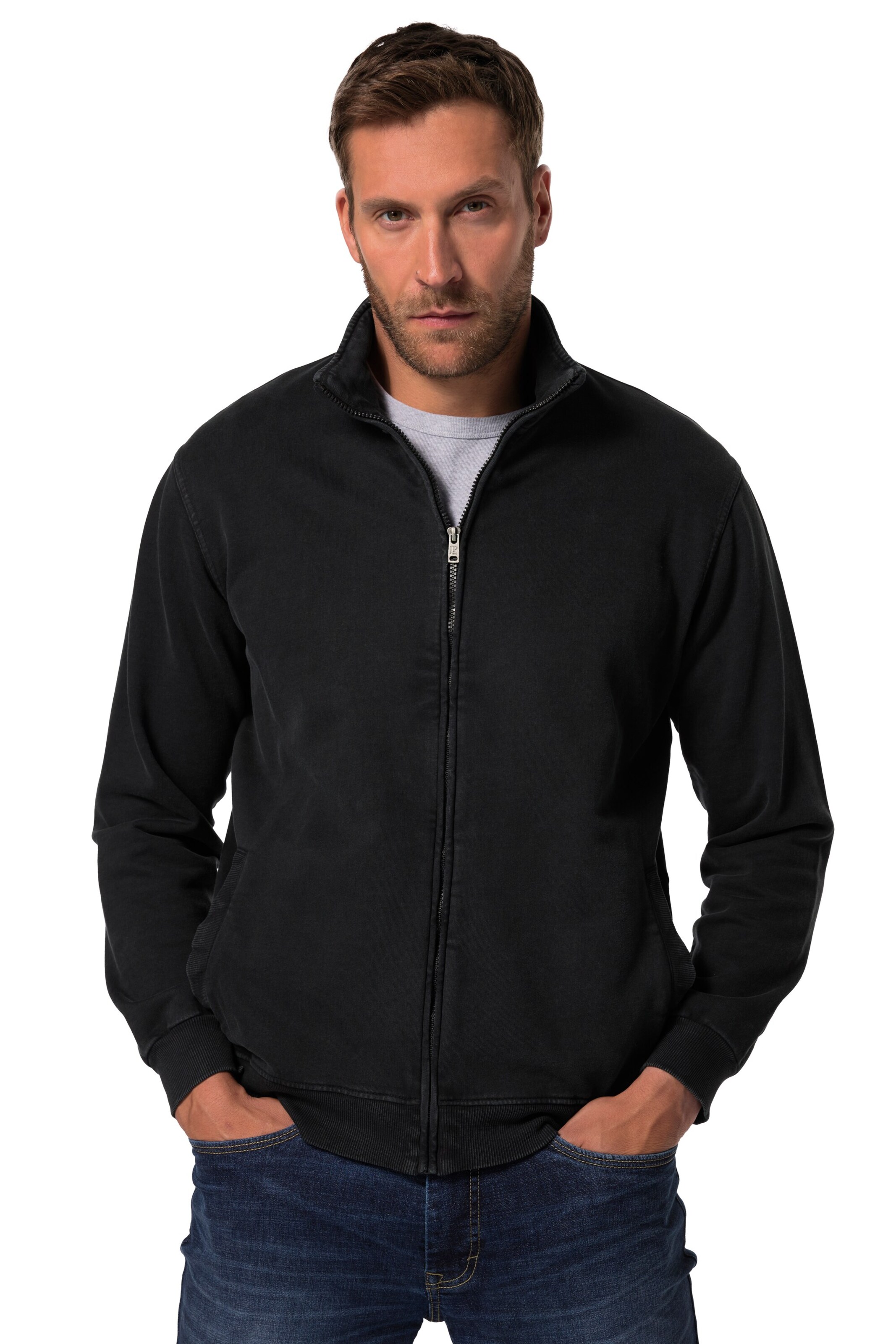 JP1880 Sweatjacke in Schwarz: Vorderseite