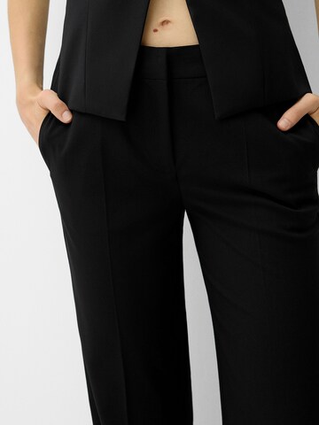 Bershka Regular Trousers with creases in Black