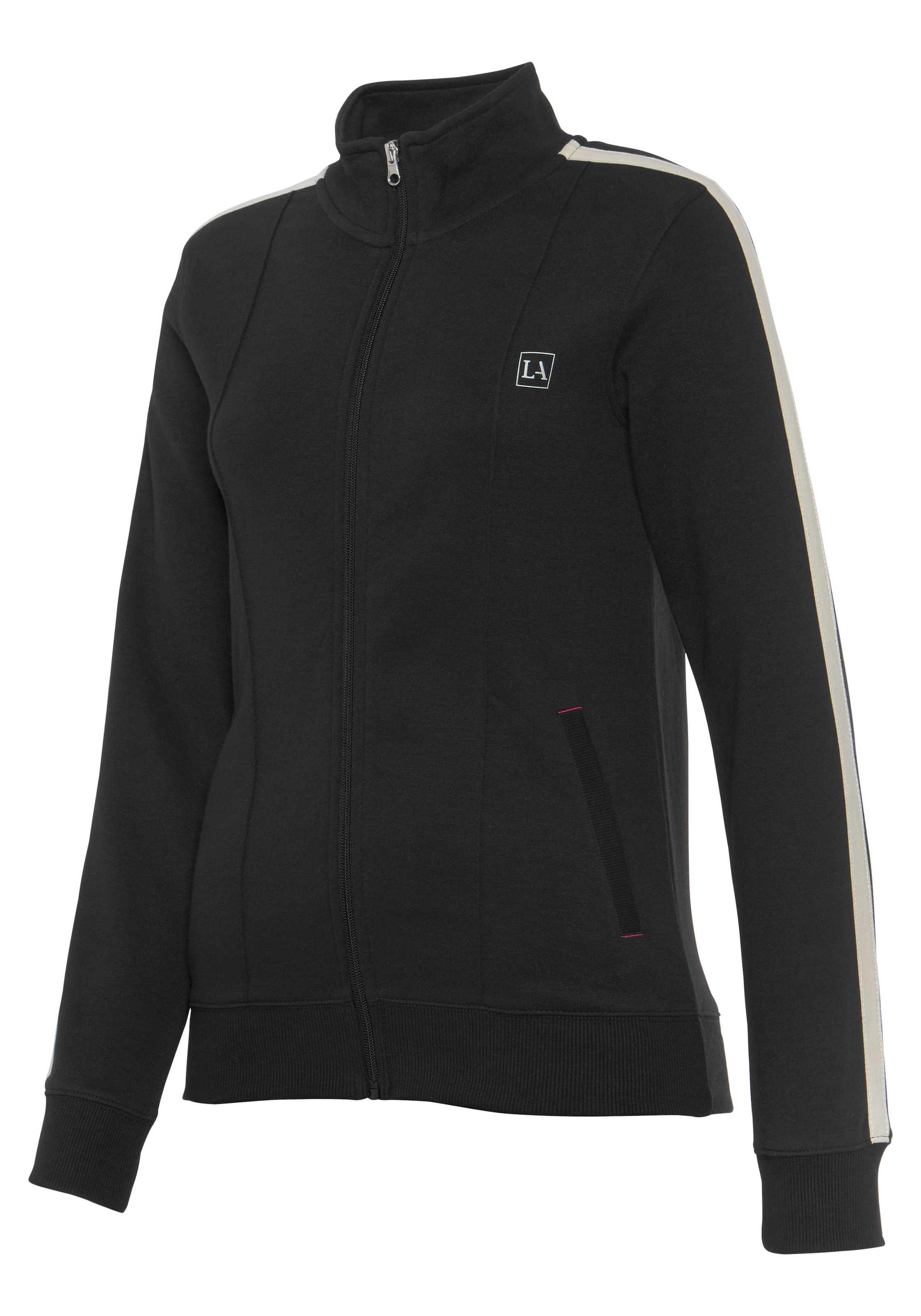 LASCANA ACTIVE - Casaco de treino em moletão em preto: frente