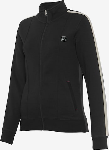 LASCANA ACTIVE Athletic Zip-Up Hoodie in Black: front