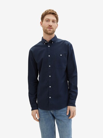 Coupe regular Chemise TOM TAILOR en bleu : devant