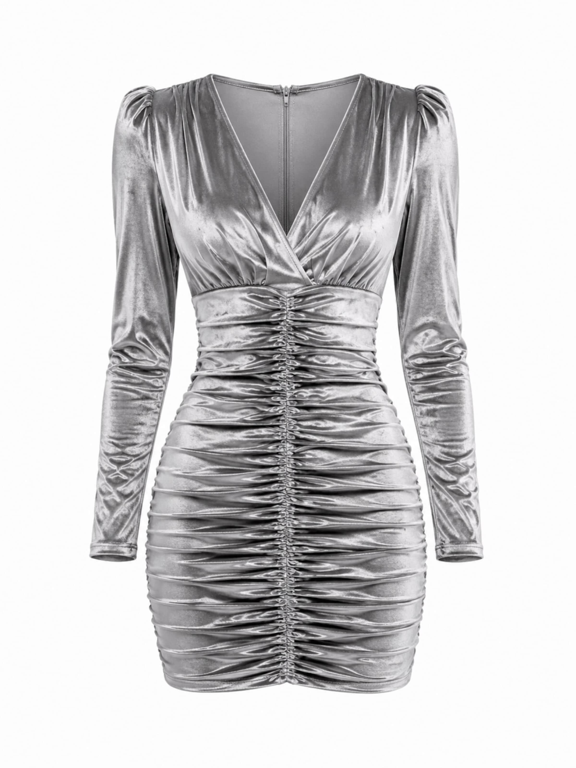 Elena Athanasiadou Cocktailjurk 'Velora' in Zilver: voorkant