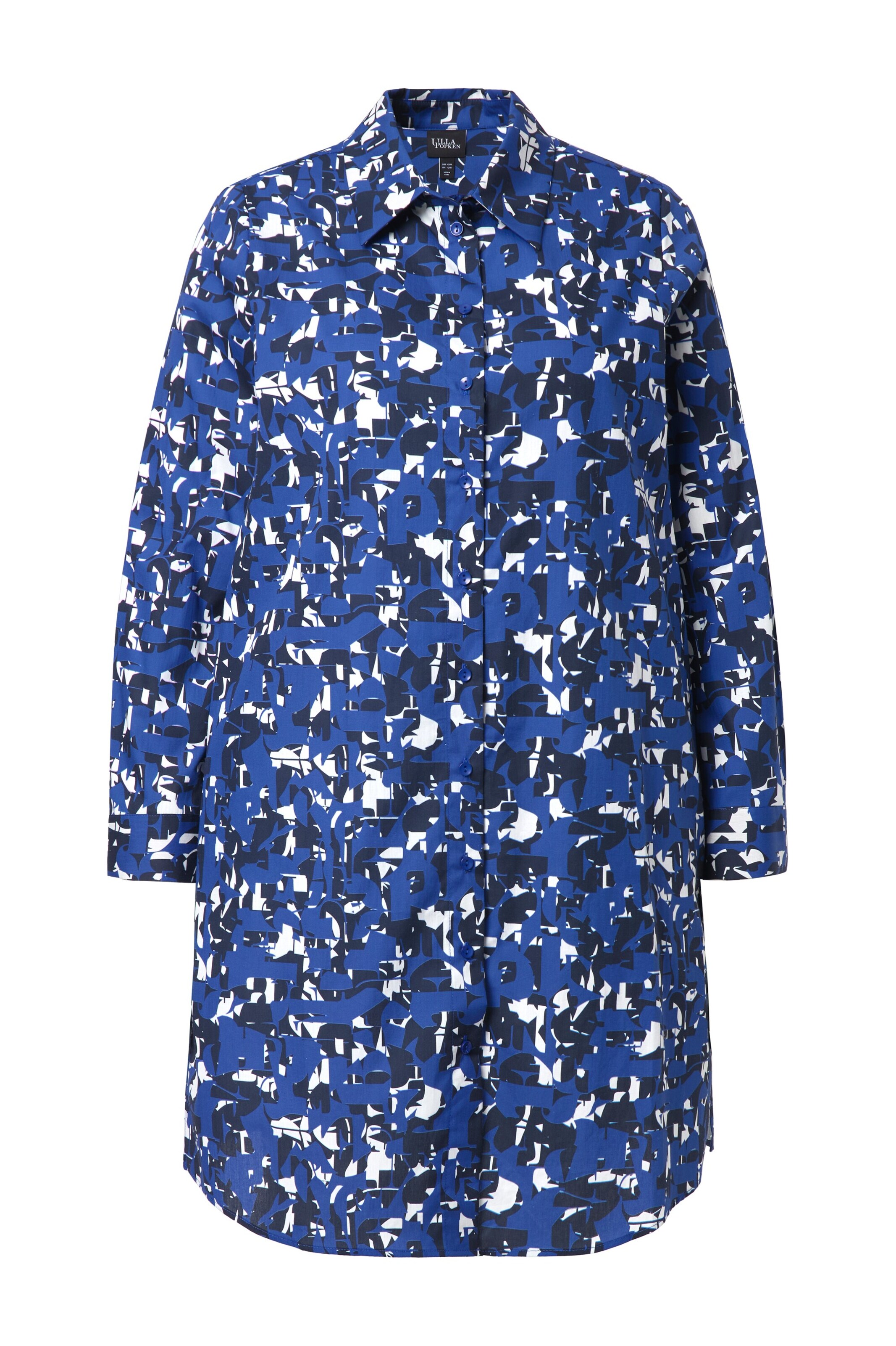 Ulla Popken Chemisier en bleu chiné / blanc, Vue avec produit