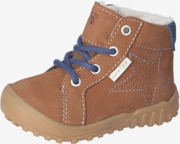 Pepino First-Step Shoes in Brown: front