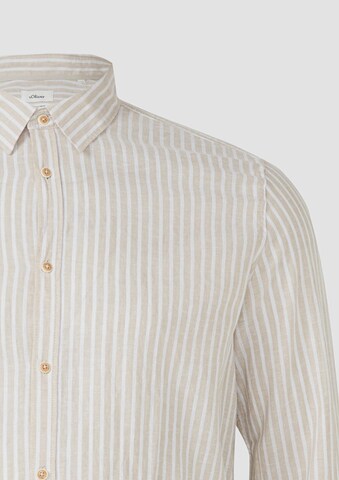 s.Oliver Regular fit Button Up Shirt in Beige