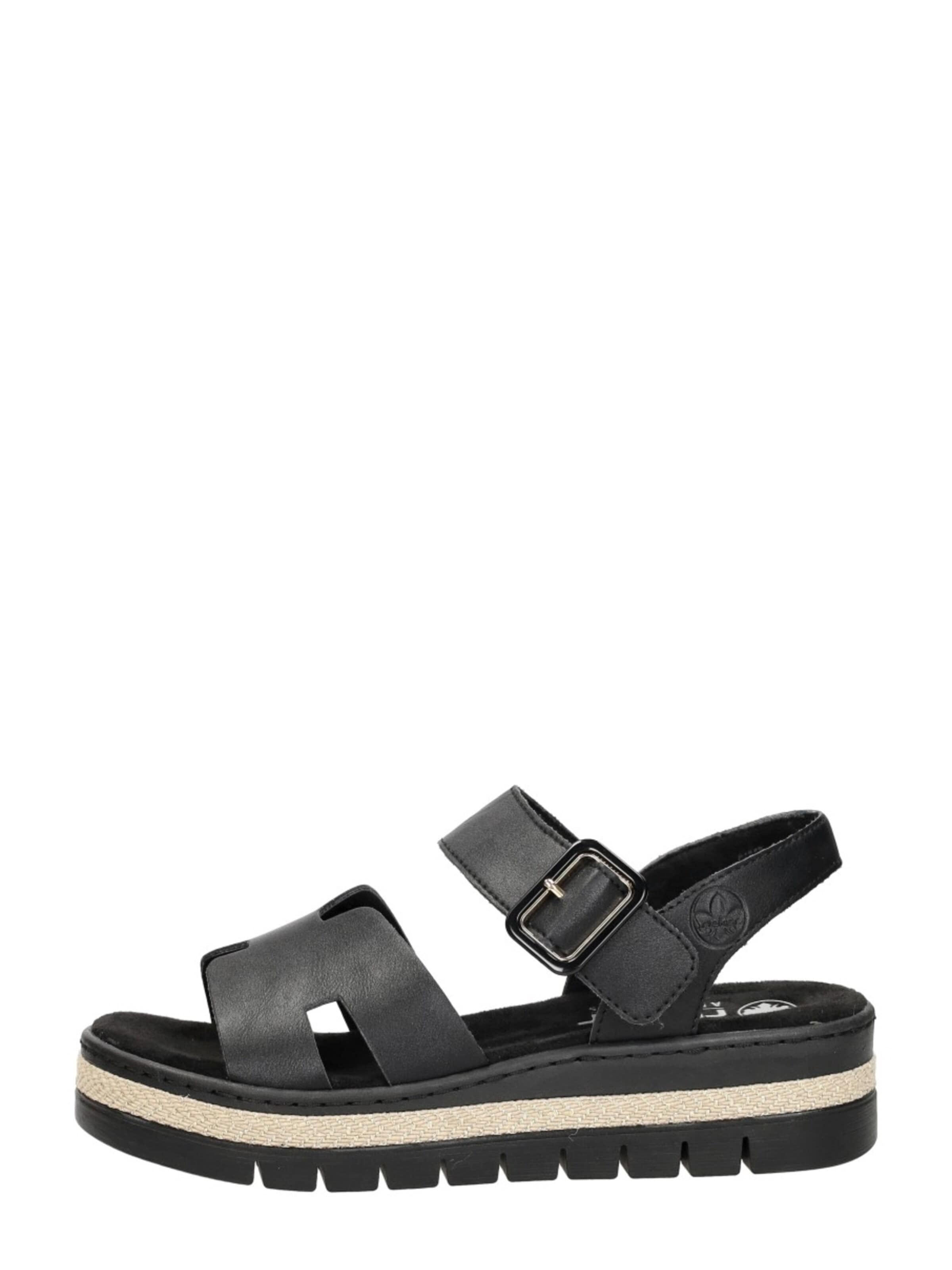 Rieker Sandal 'Sandalen Plat' in Black: front