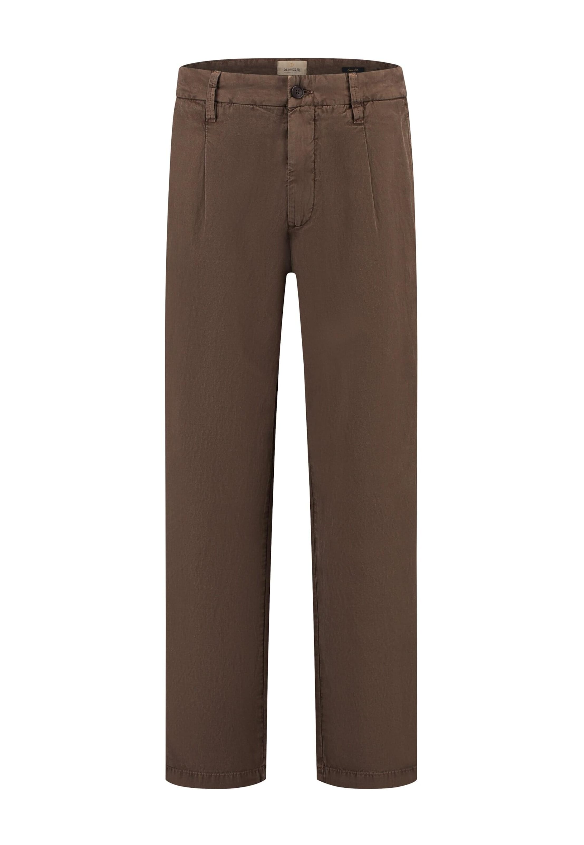 Dstrezzed Regular Bandplooibroek 'Henry' in Bruin: voorkant