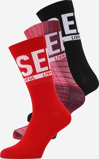 Kojinės iš DIESEL, spalva – raudona / vyno raudona spalva / juoda / balta, Prekių apžvalga